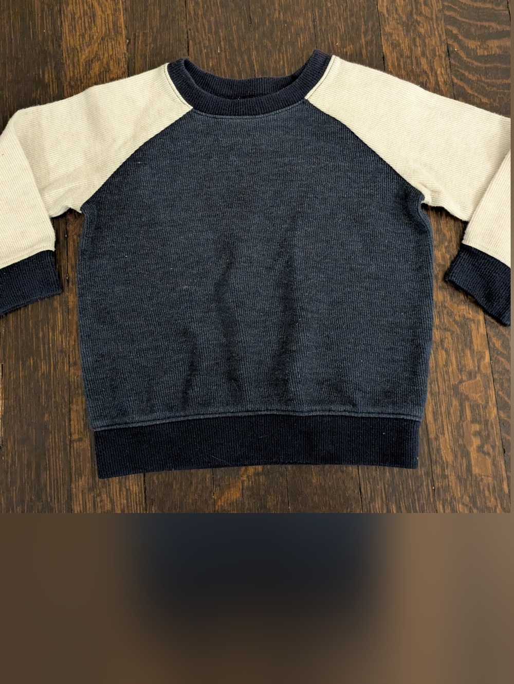 Old Navy Baby Navy and Cream Crew Baseball Sweater